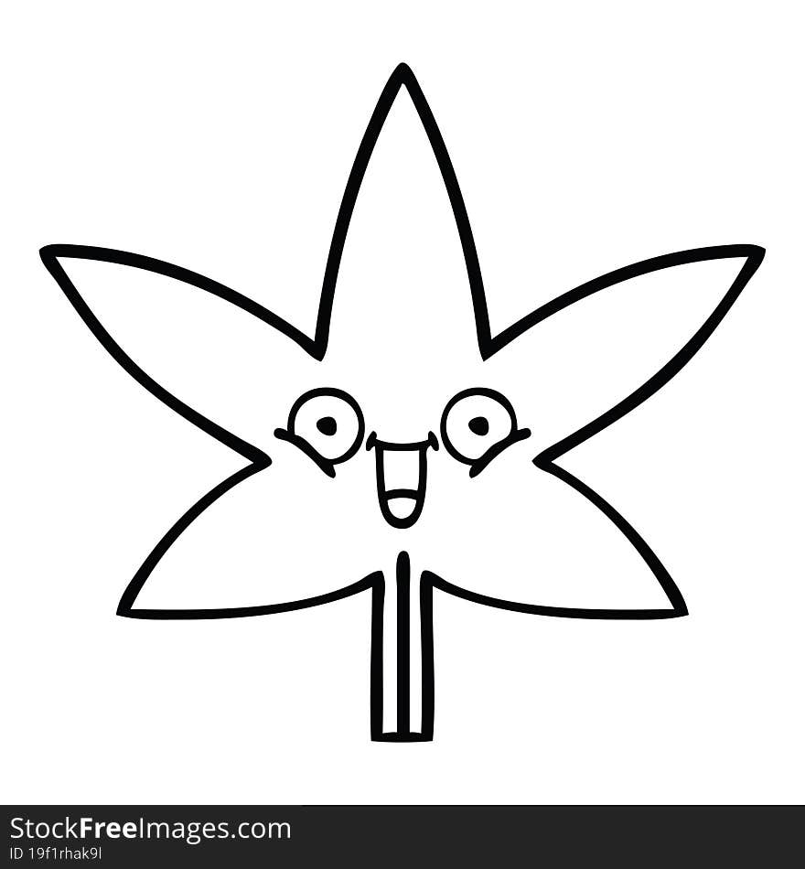 Line Drawing Cartoon Marijuana Leaf