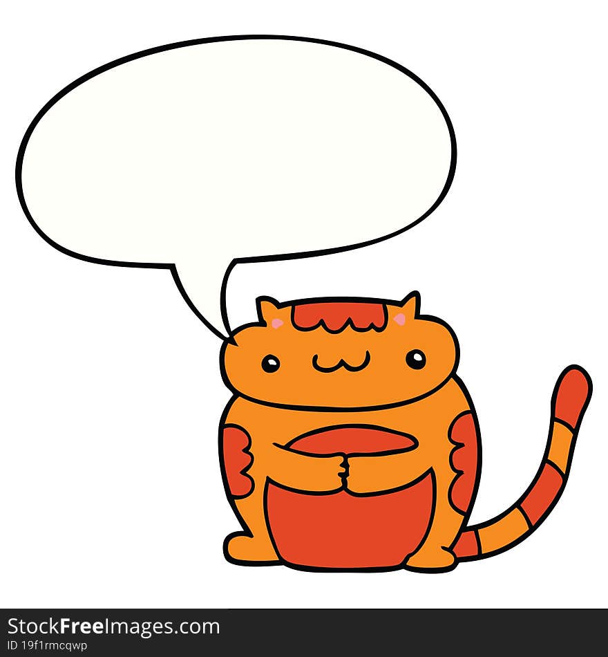 Cute Cartoon Cat And Speech Bubble