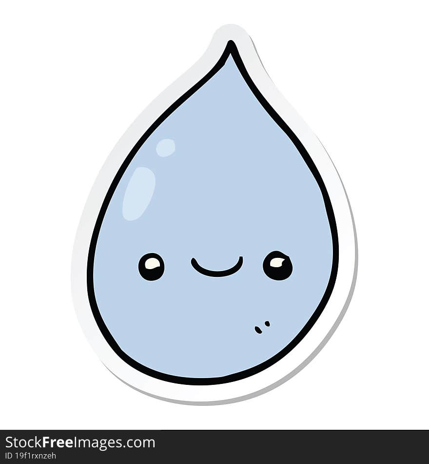 Sticker Of A Cartoon Raindrop