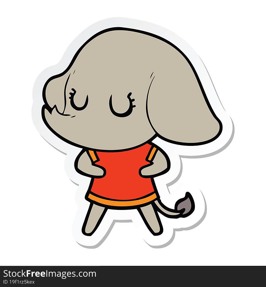 sticker of a cute cartoon elephant