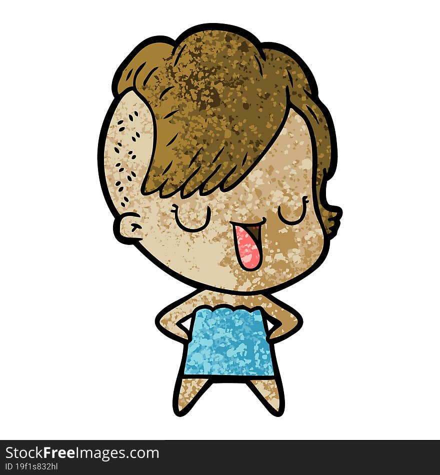 cute cartoon girl with hipster haircut. cute cartoon girl with hipster haircut