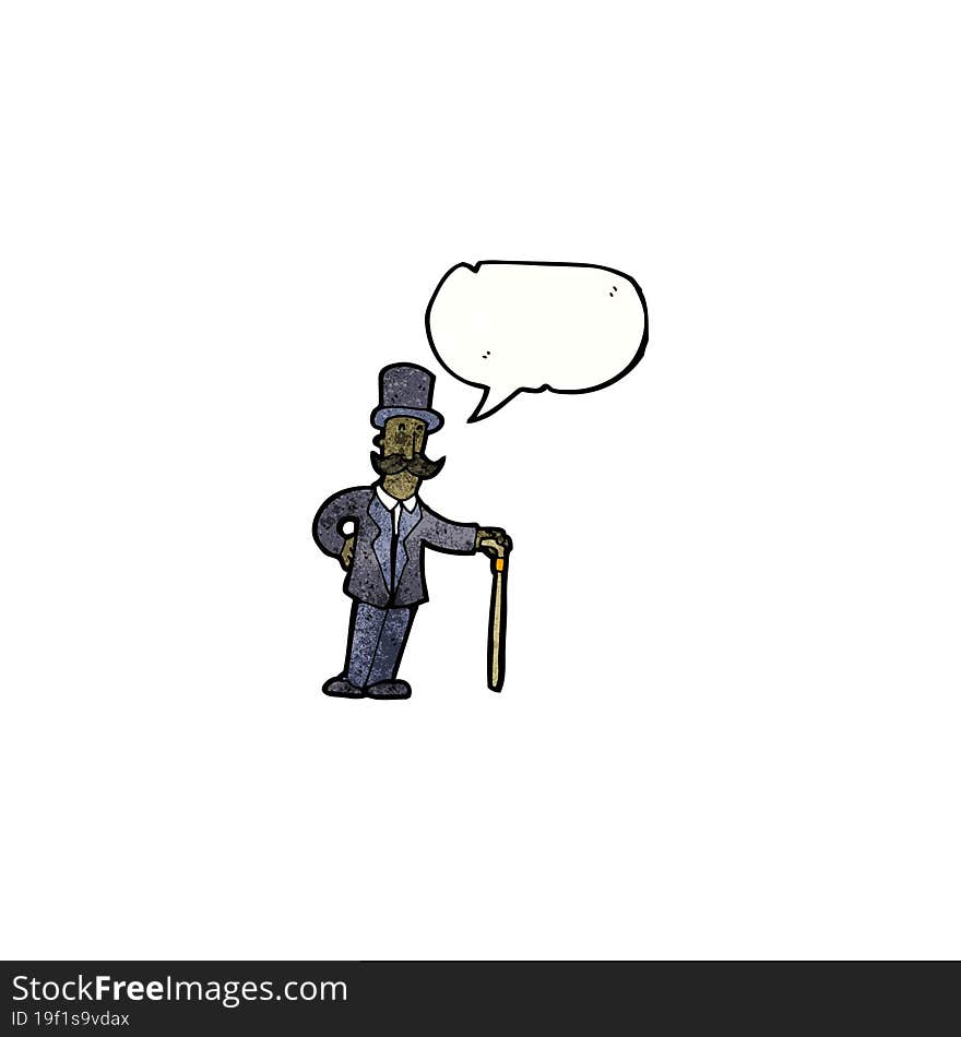 cartoon man in top hat with cane