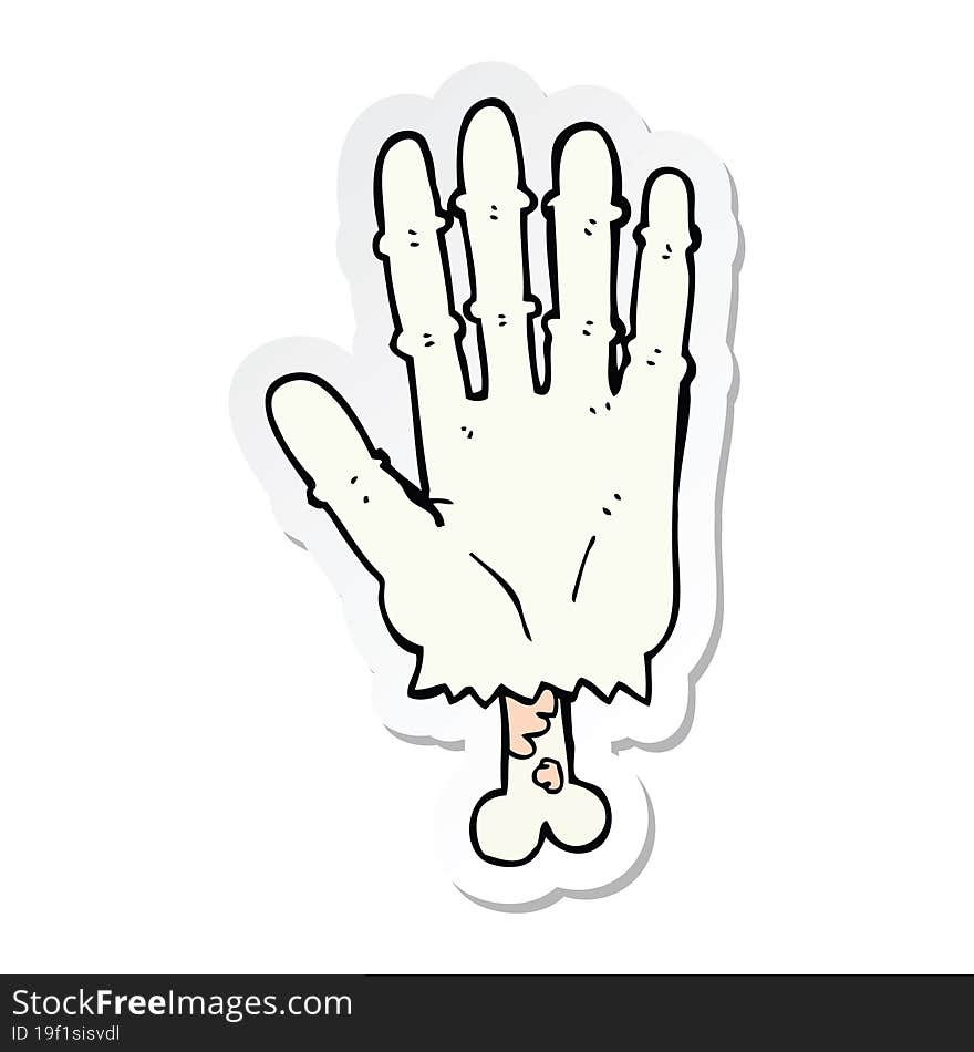 sticker of a cartoon zombie hand