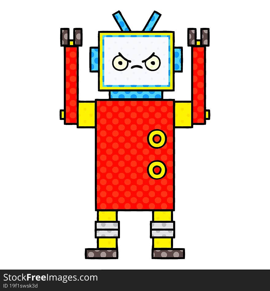 Comic Book Style Cartoon Robot