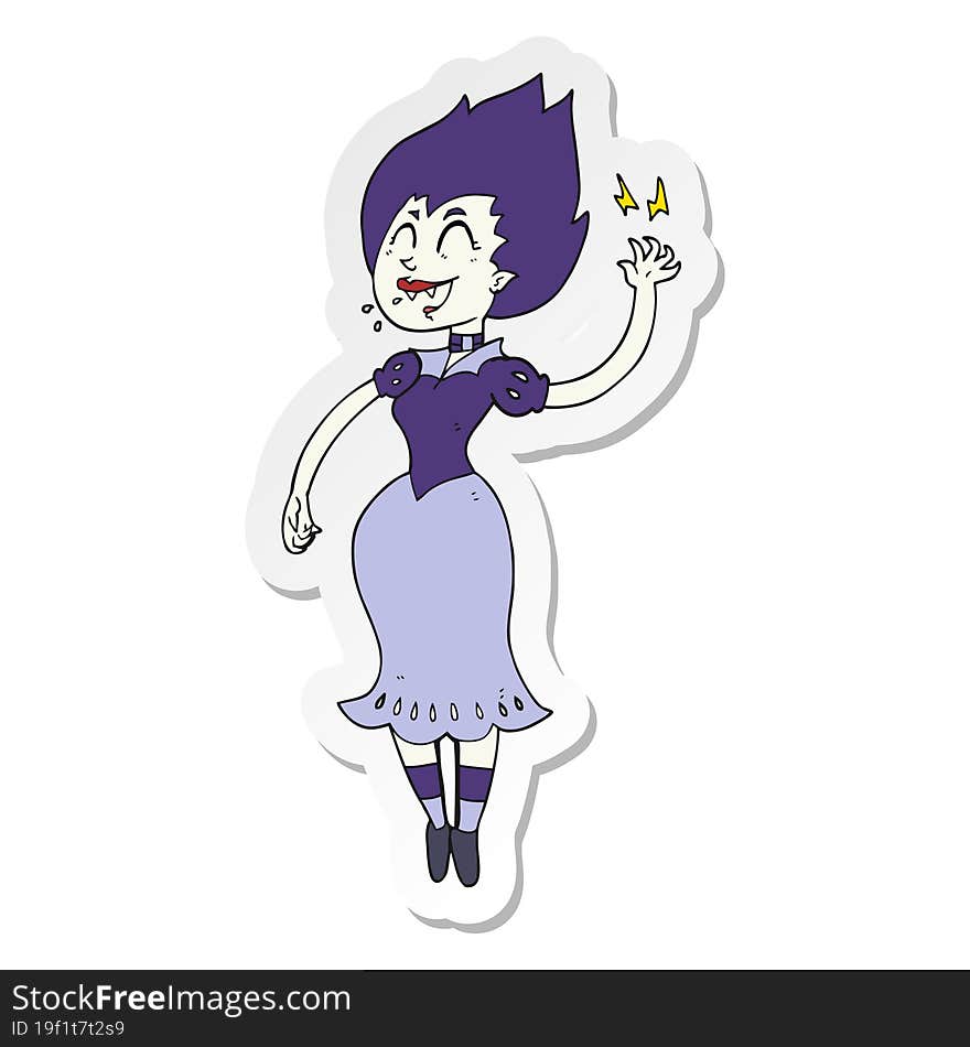 sticker of a cartoon vampire girl