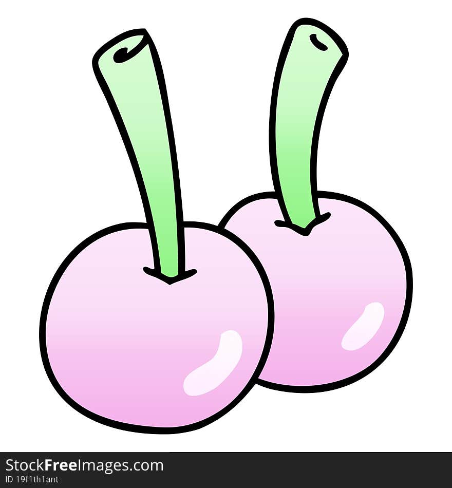 Quirky Gradient Shaded Cartoon Cherries