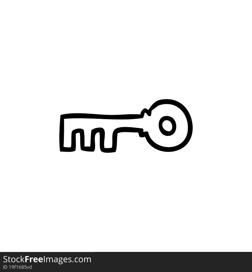 line drawing doodle of a brass key