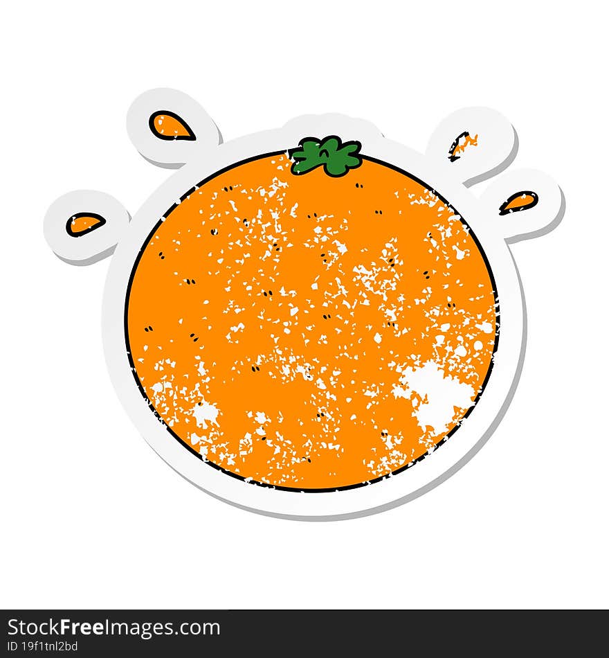 distressed sticker of a cartoon orange