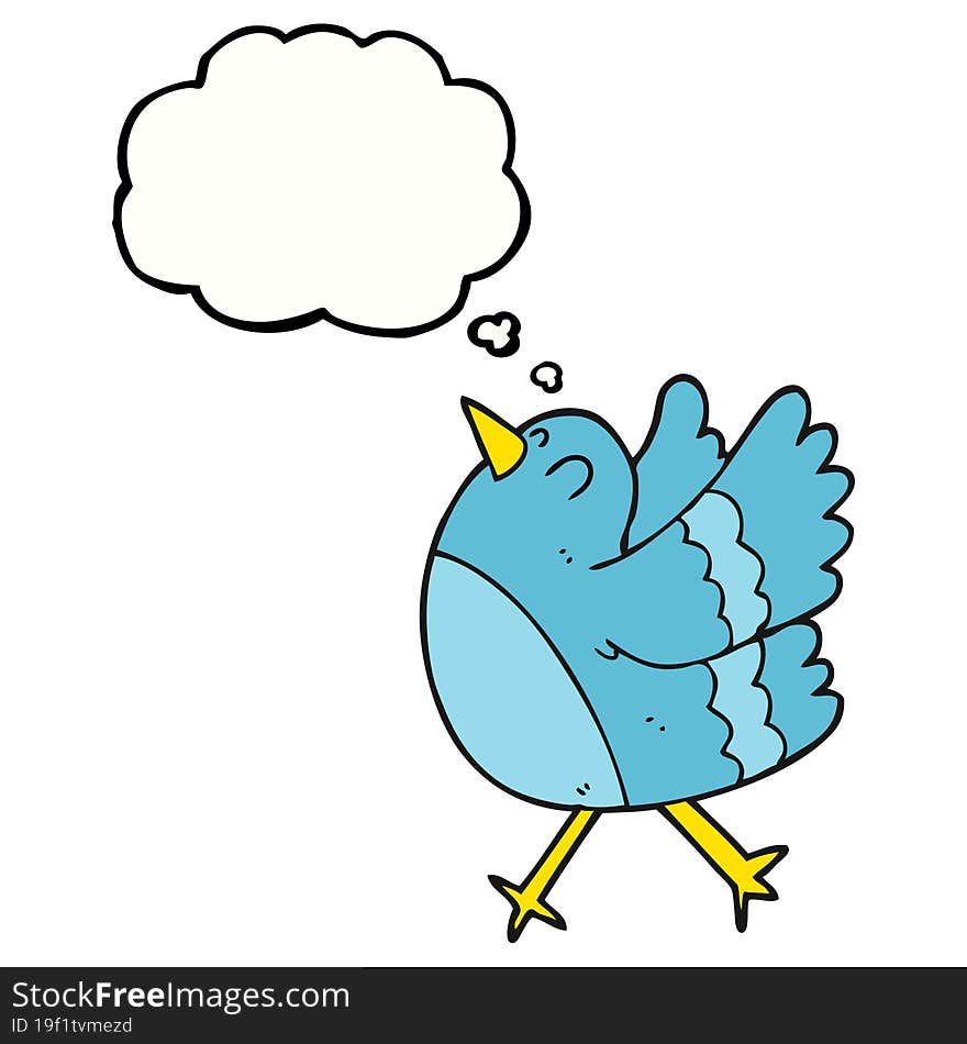 Thought Bubble Cartoon Happy Bird