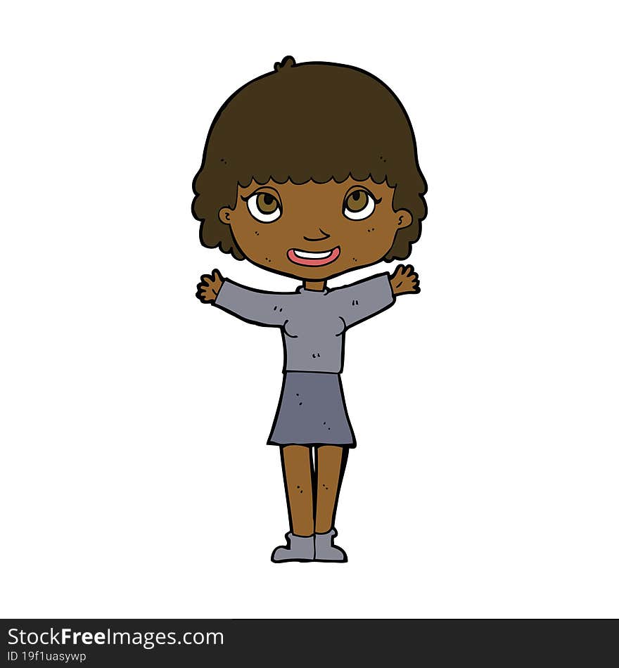 cartoon woman waving