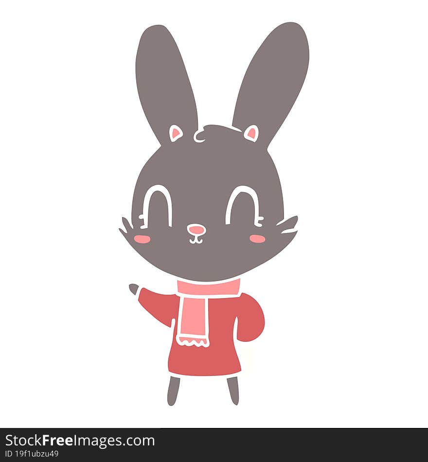 cute flat color style cartoon rabbit wearing clothes