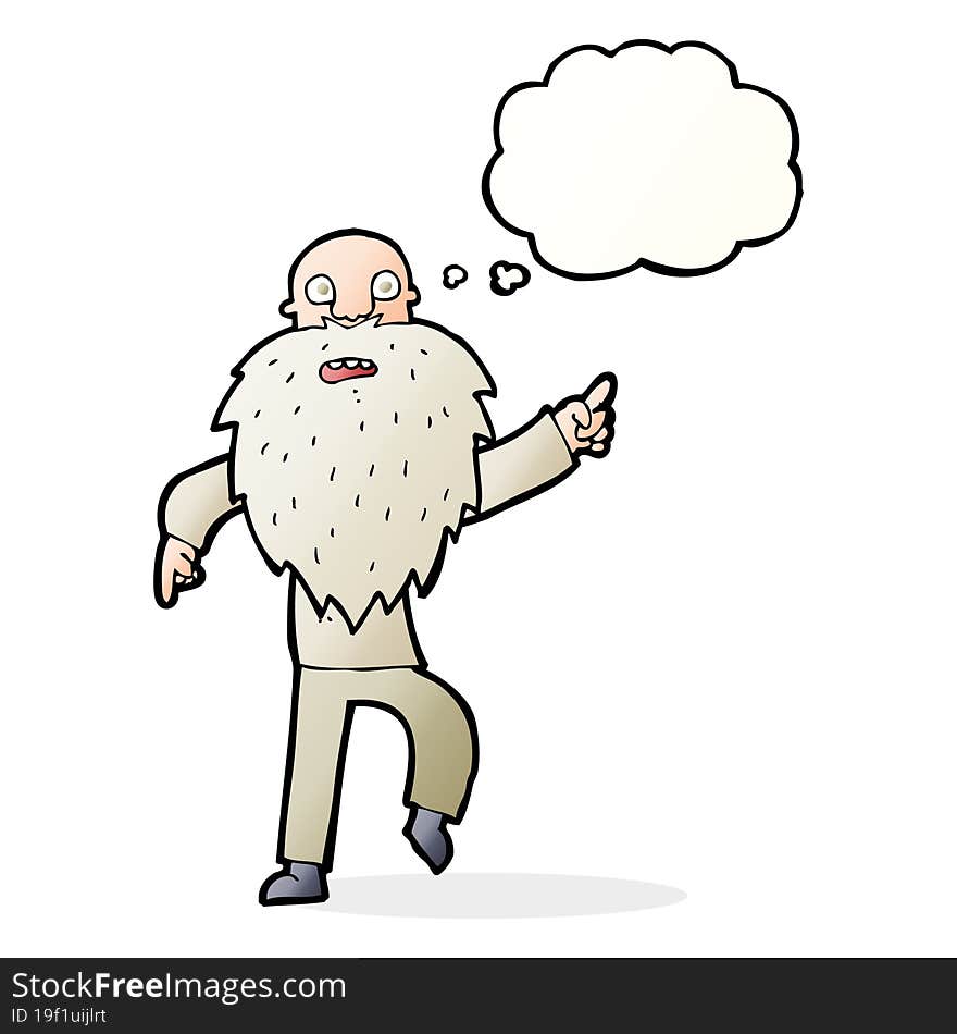 cartoon stressed old man with thought bubble