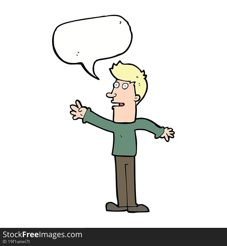 cartoon man reaching with speech bubble