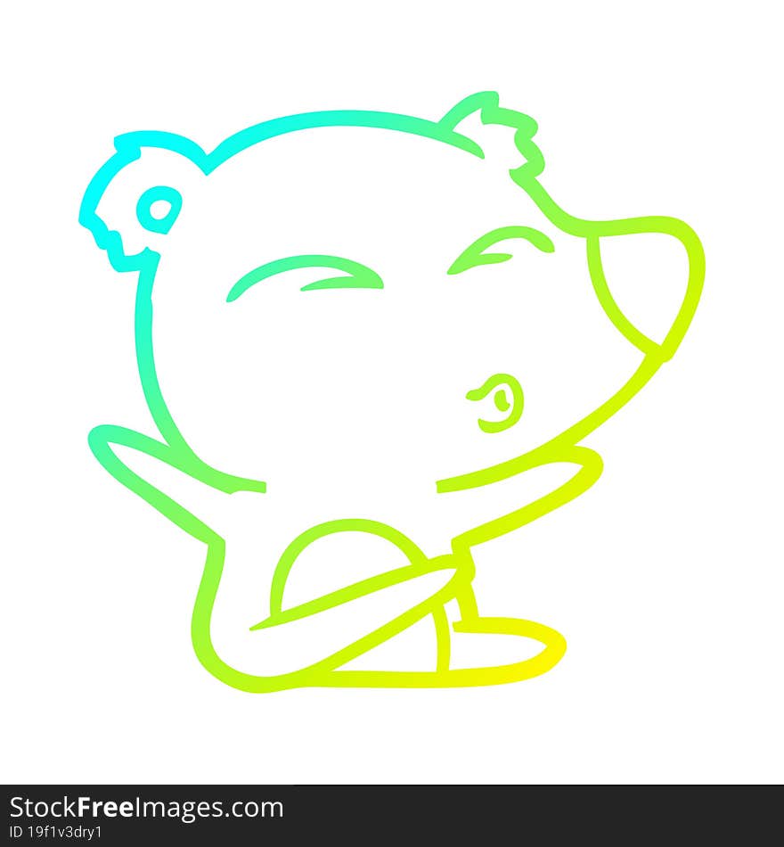 cold gradient line drawing cartoon whistling bear