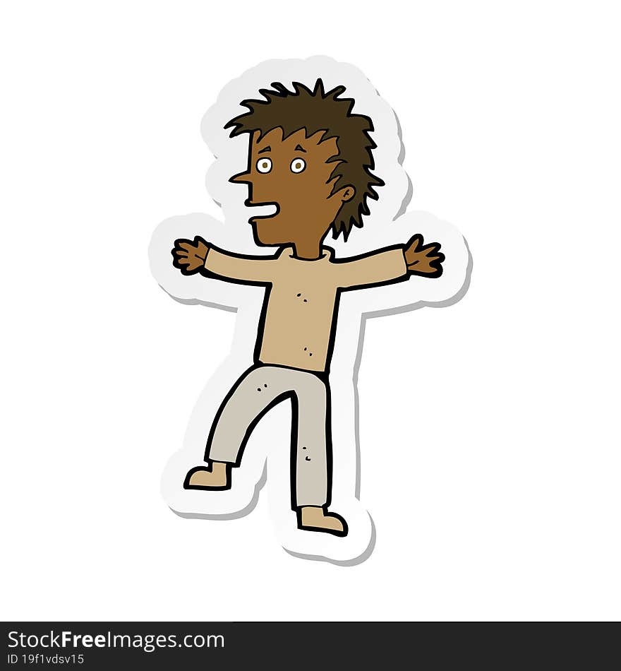 sticker of a cartoon happy man