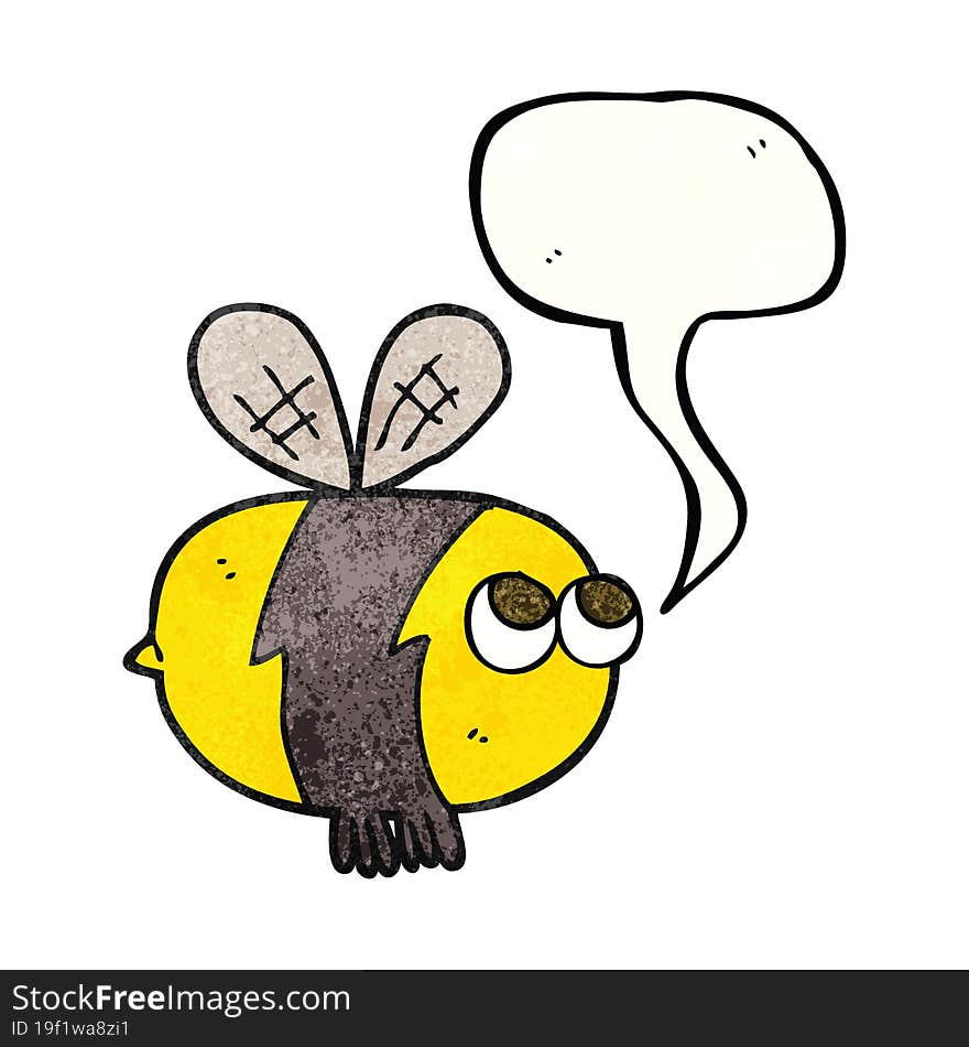 freehand speech bubble textured cartoon bee