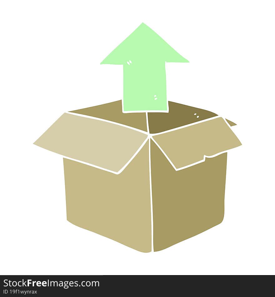 flat color illustration of a cartoon unpacking a box