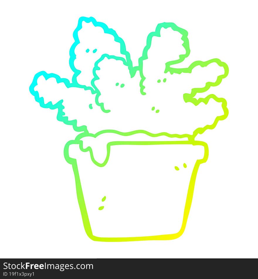 cold gradient line drawing cartoon house plant