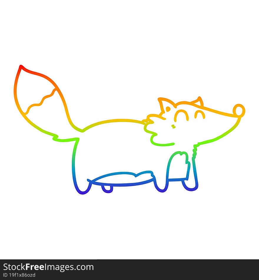 rainbow gradient line drawing fat cartoon fox