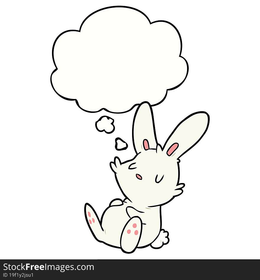 cartoon rabbit sleeping with thought bubble. cartoon rabbit sleeping with thought bubble