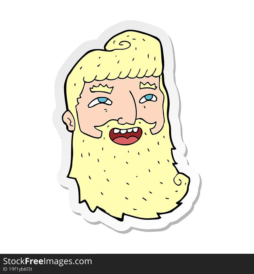 sticker of a cartoon man with beard laughing