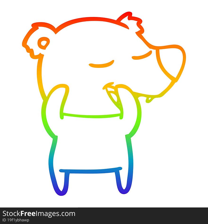 Rainbow Gradient Line Drawing Cartoon Polar Bear