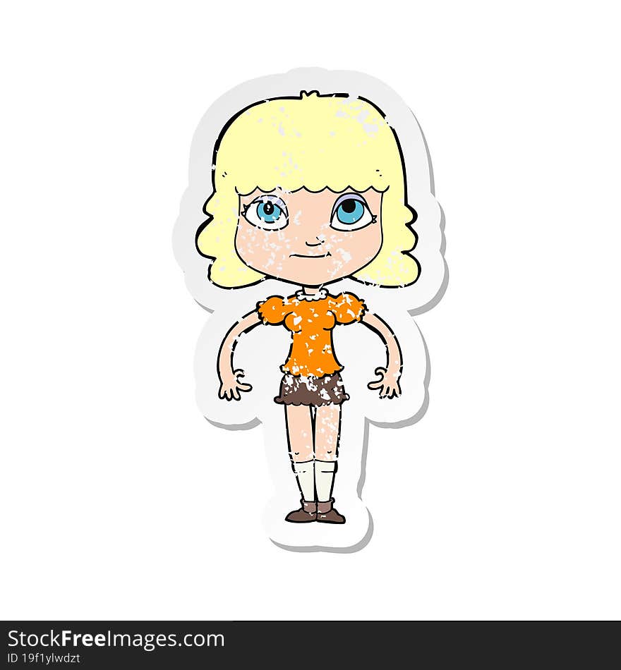 retro distressed sticker of a cartoon girl