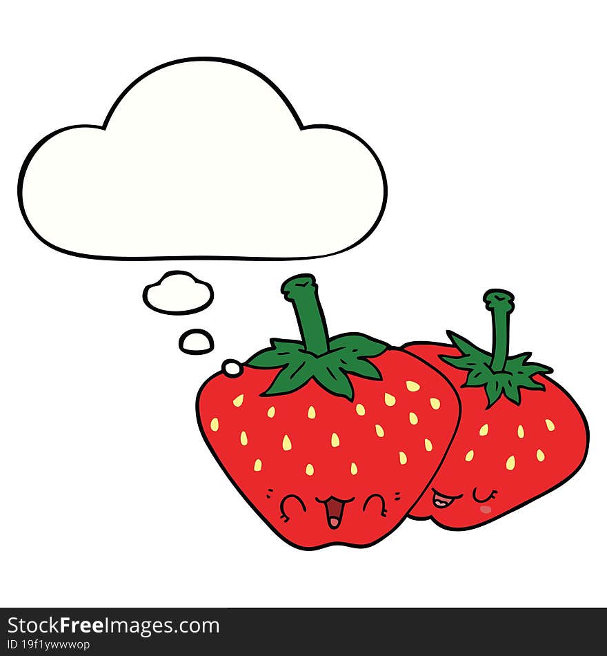 cartoon strawberries and thought bubble