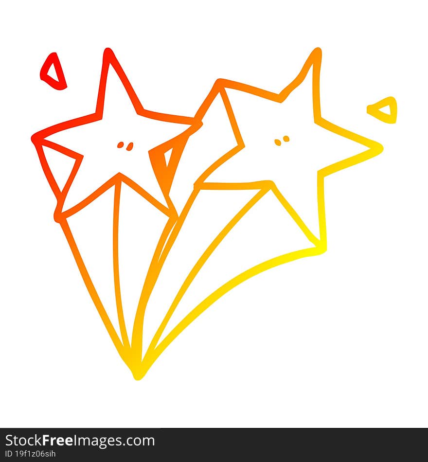 warm gradient line drawing cartoon stars