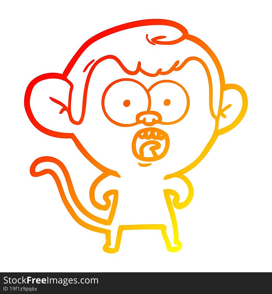 warm gradient line drawing cartoon shocked monkey