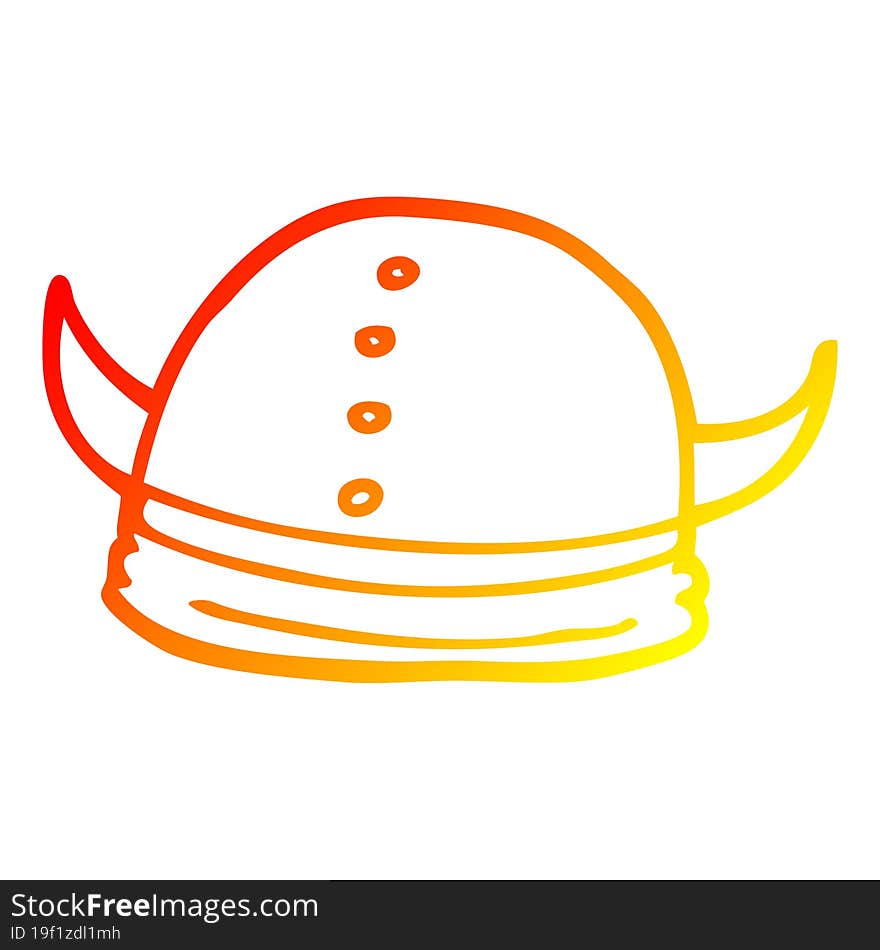 warm gradient line drawing cartoon viking helmet