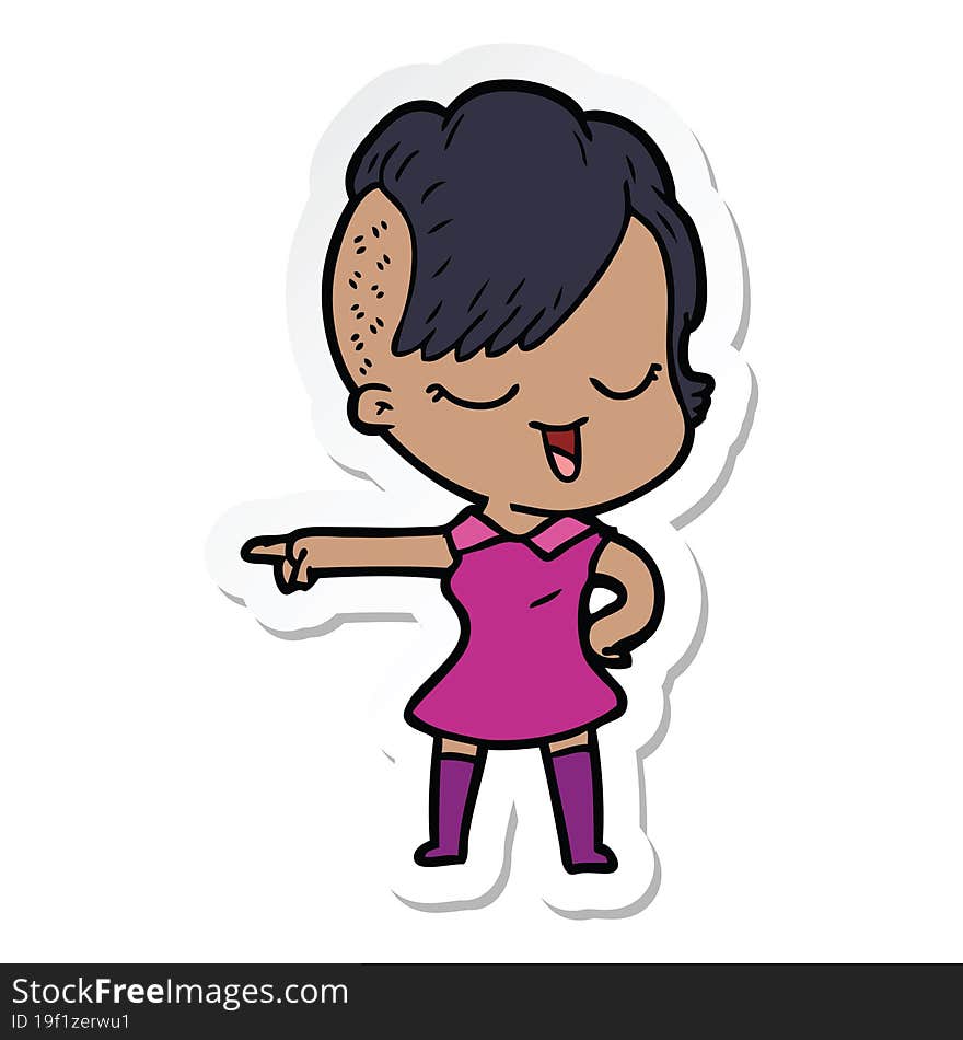 sticker of a happy cartoon girl