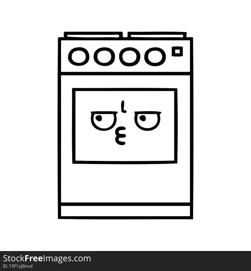 line drawing cartoon kitchen oven