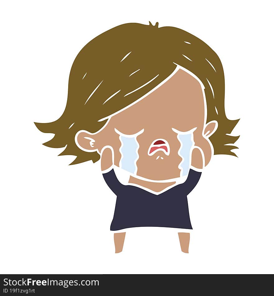 flat color style cartoon girl crying