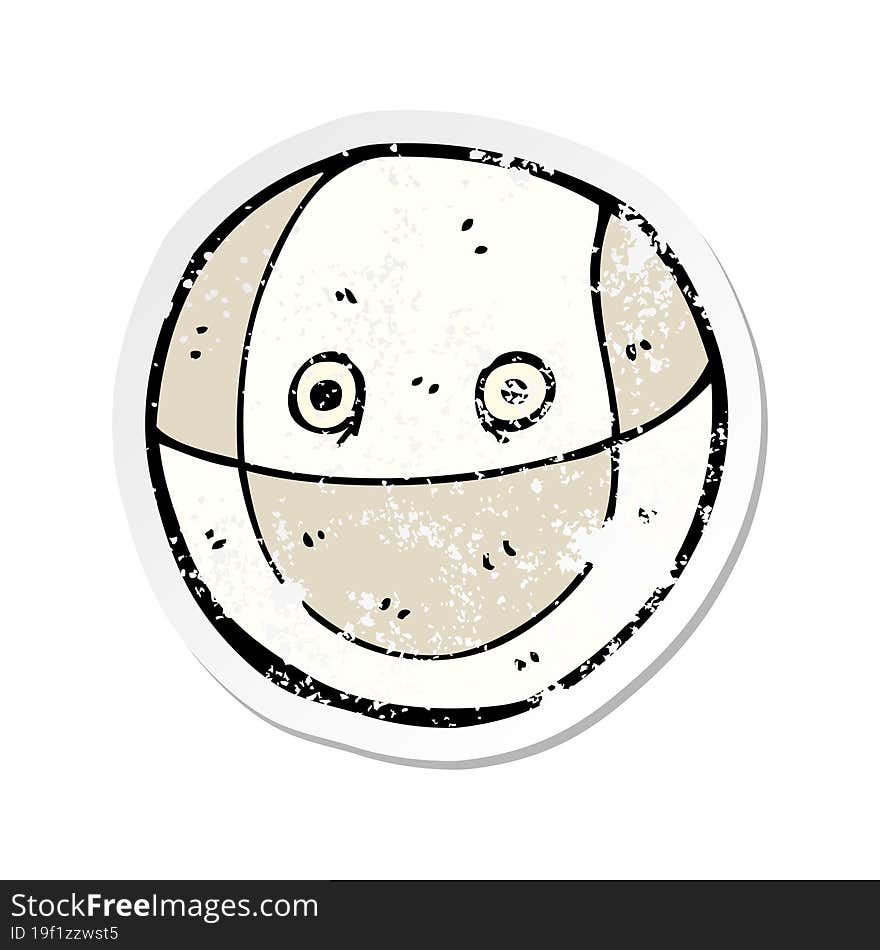 retro distressed sticker of a cartoon ball