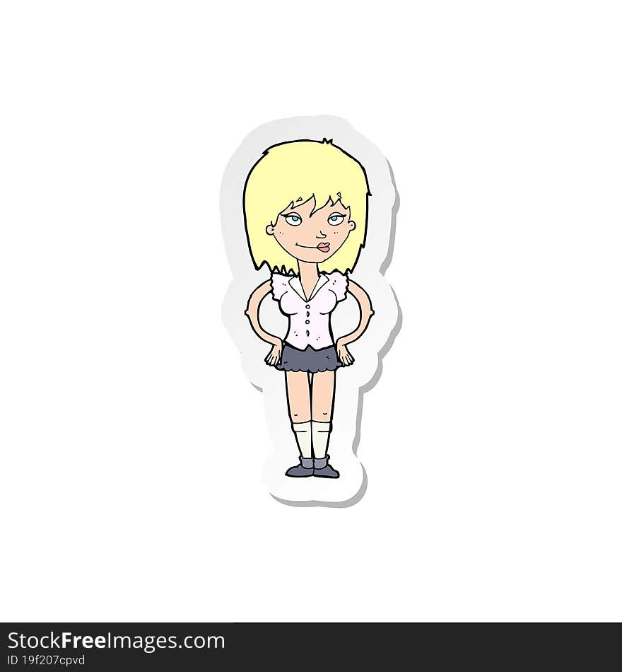 sticker of a cartoon woman with hands on hips