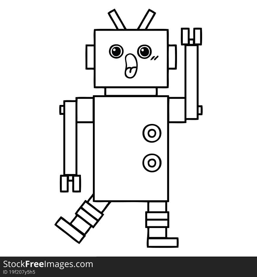 Line Drawing Cartoon Robot