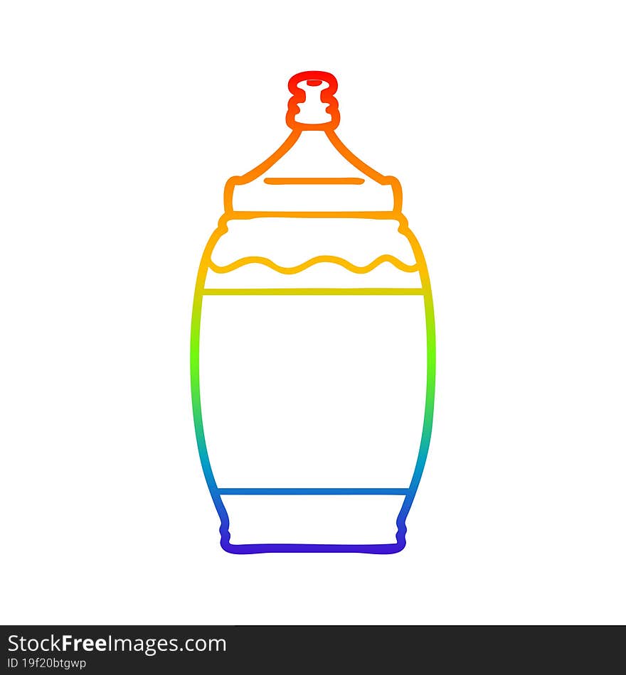 rainbow gradient line drawing cartoon ketchup bottle