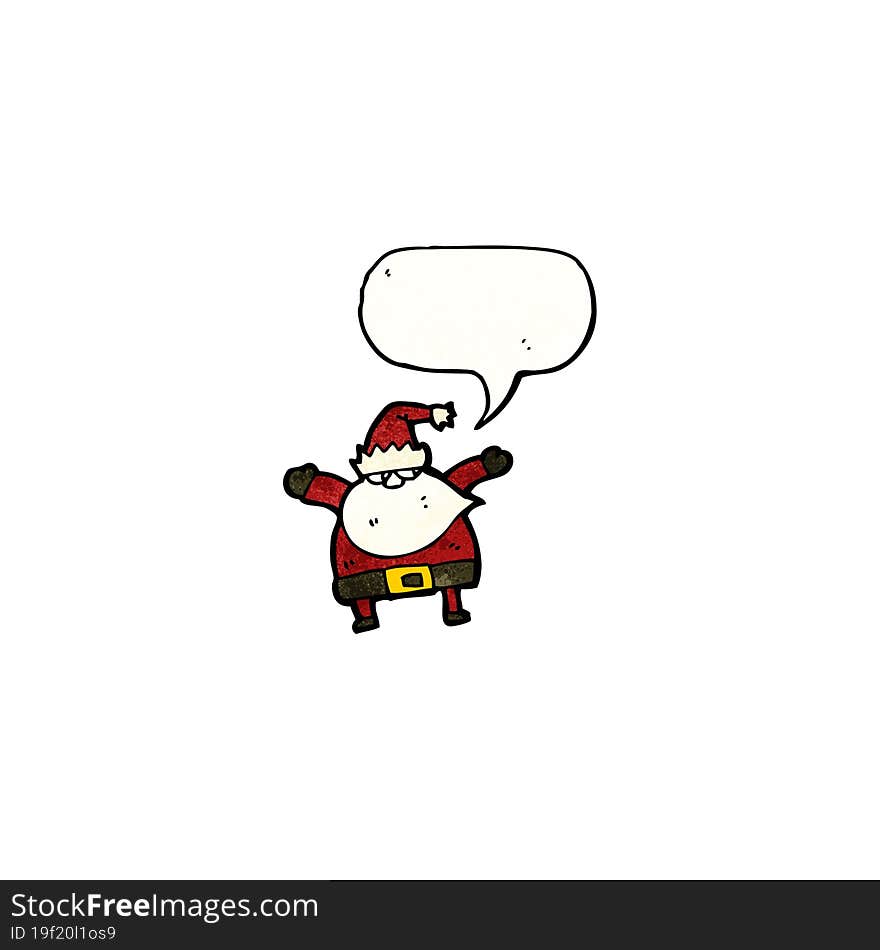 cartoon santa with speech bubble