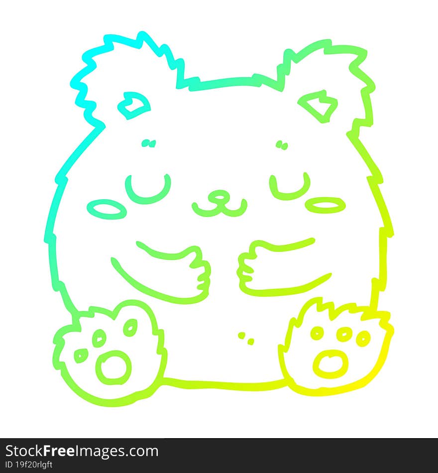 cold gradient line drawing cute cartoon bear