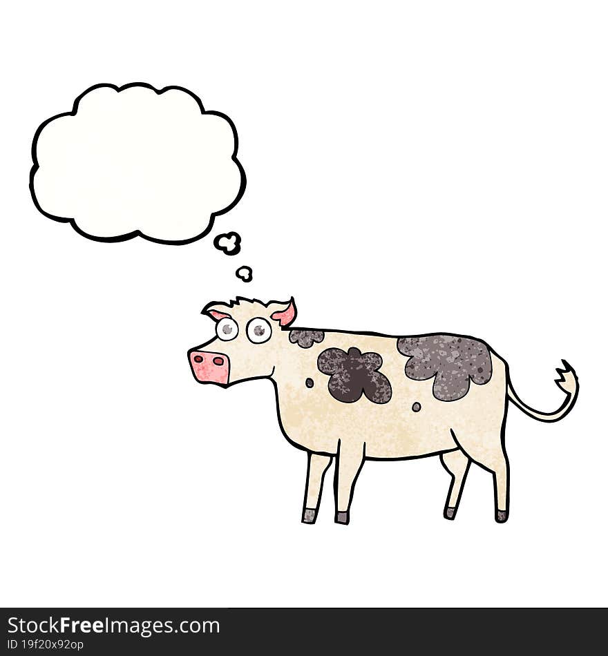 Thought Bubble Textured Cartoon Cow