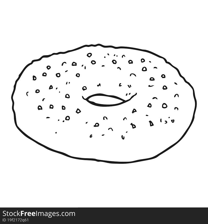 black and white cartoon bagel