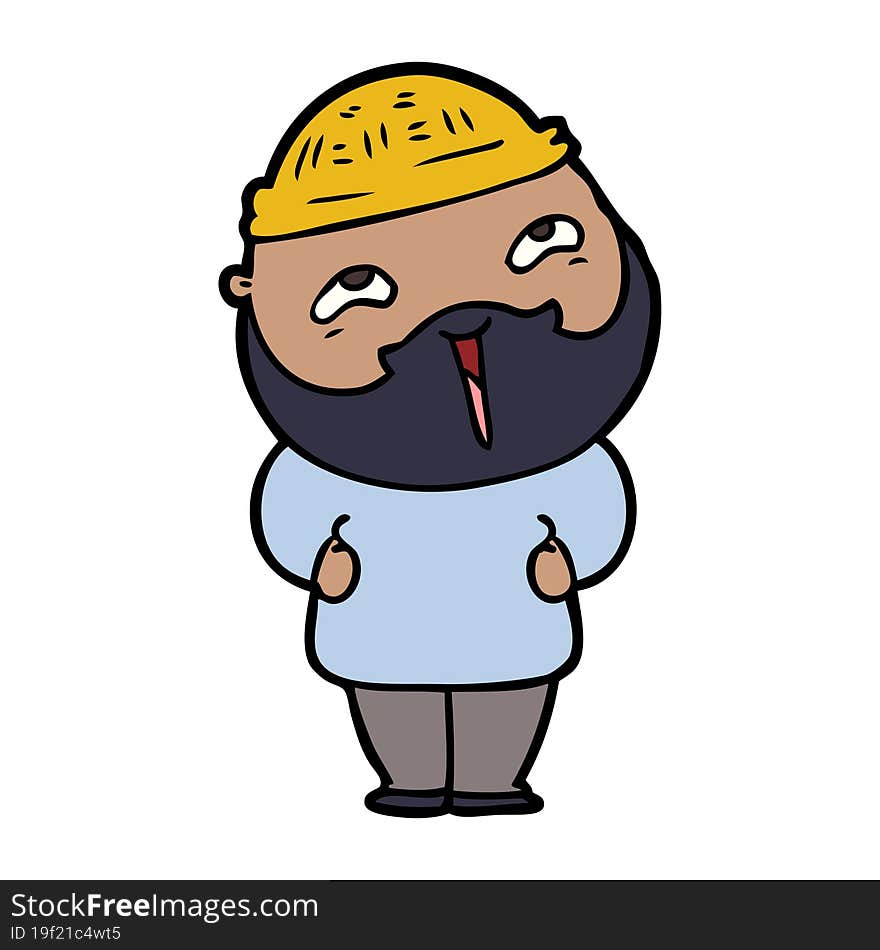 cartoon happy bearded man. cartoon happy bearded man