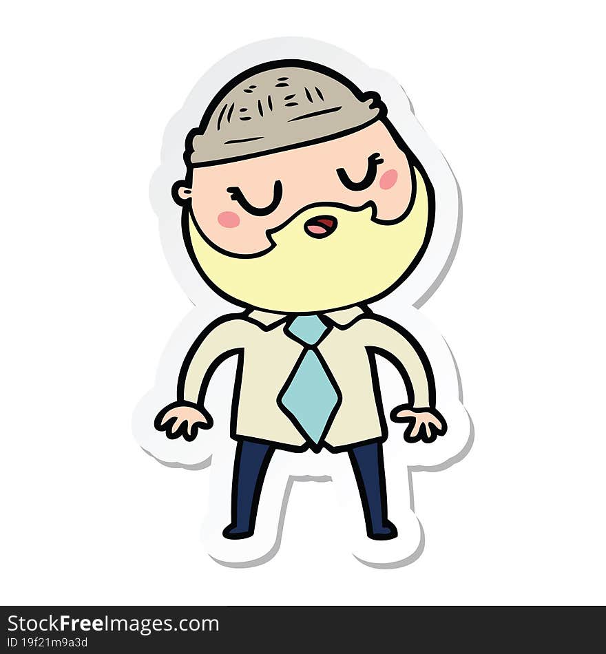 sticker of a cute cartoon man with beard