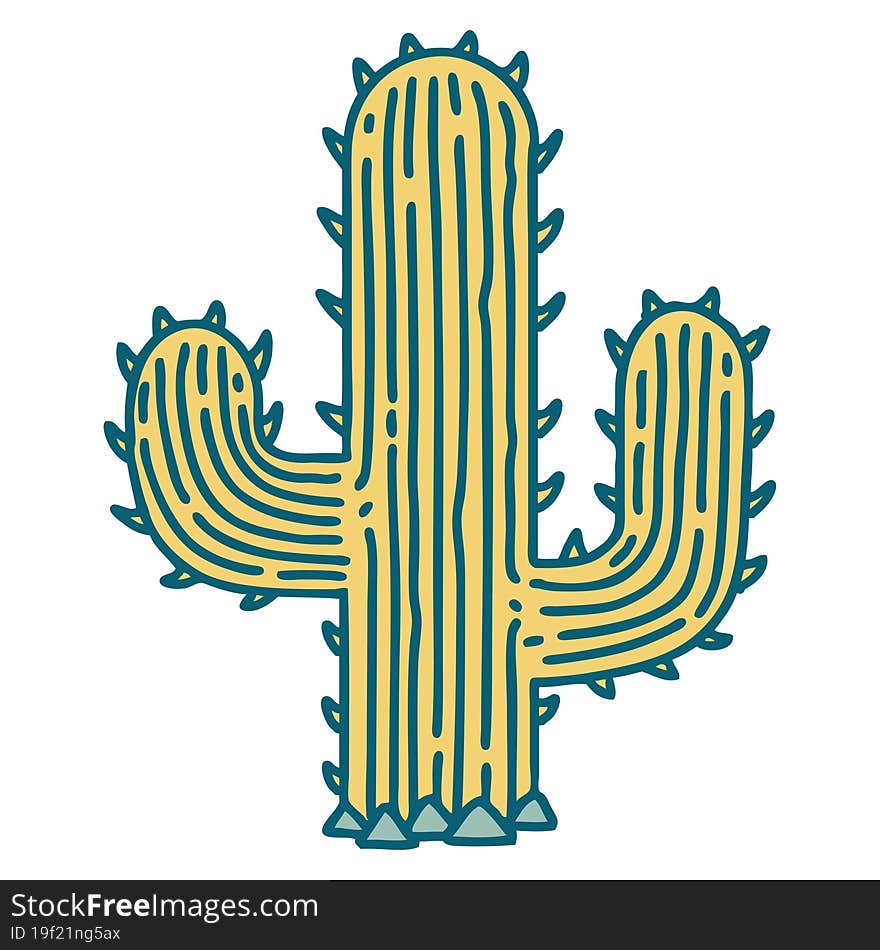 tattoo style icon of a cactus