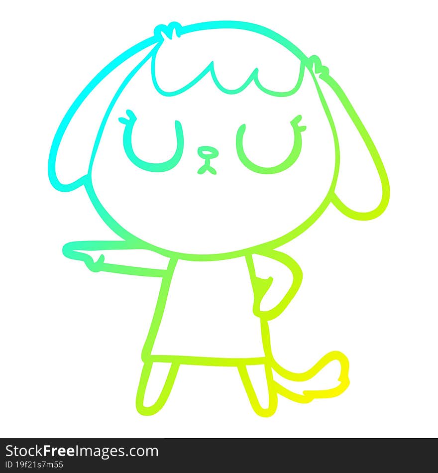 Cold Gradient Line Drawing Cute Cartoon Dog