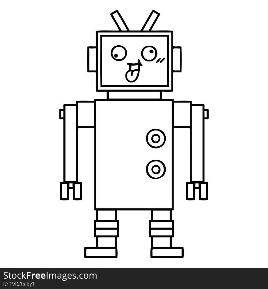 line drawing cartoon crazy robot