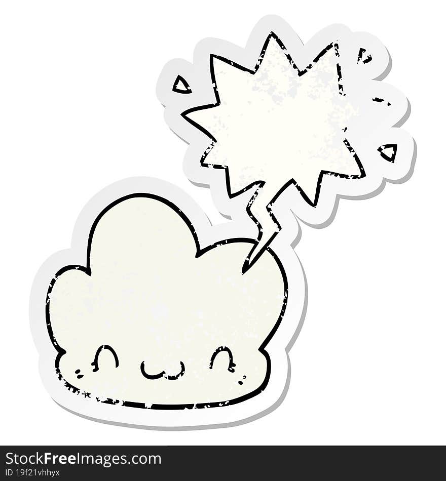 cartoon cloud and speech bubble distressed sticker