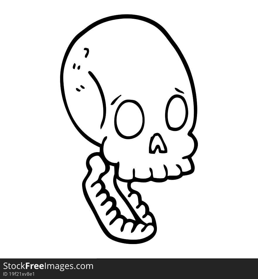 line drawing cartoon skull