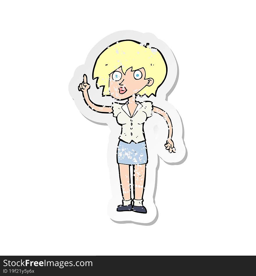 retro distressed sticker of a cartoon woman with question